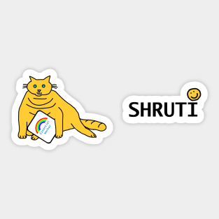 Shruti Cuddly Cat Essential Worker Rainbow Sticker